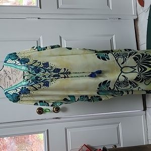 #15 V-Neck Print Kaftan Dress/Cover Up NWOT